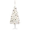 Belyst plastgran med kulor vit 150 cm vidaXL 150 x 75 cm – miniatyr 1