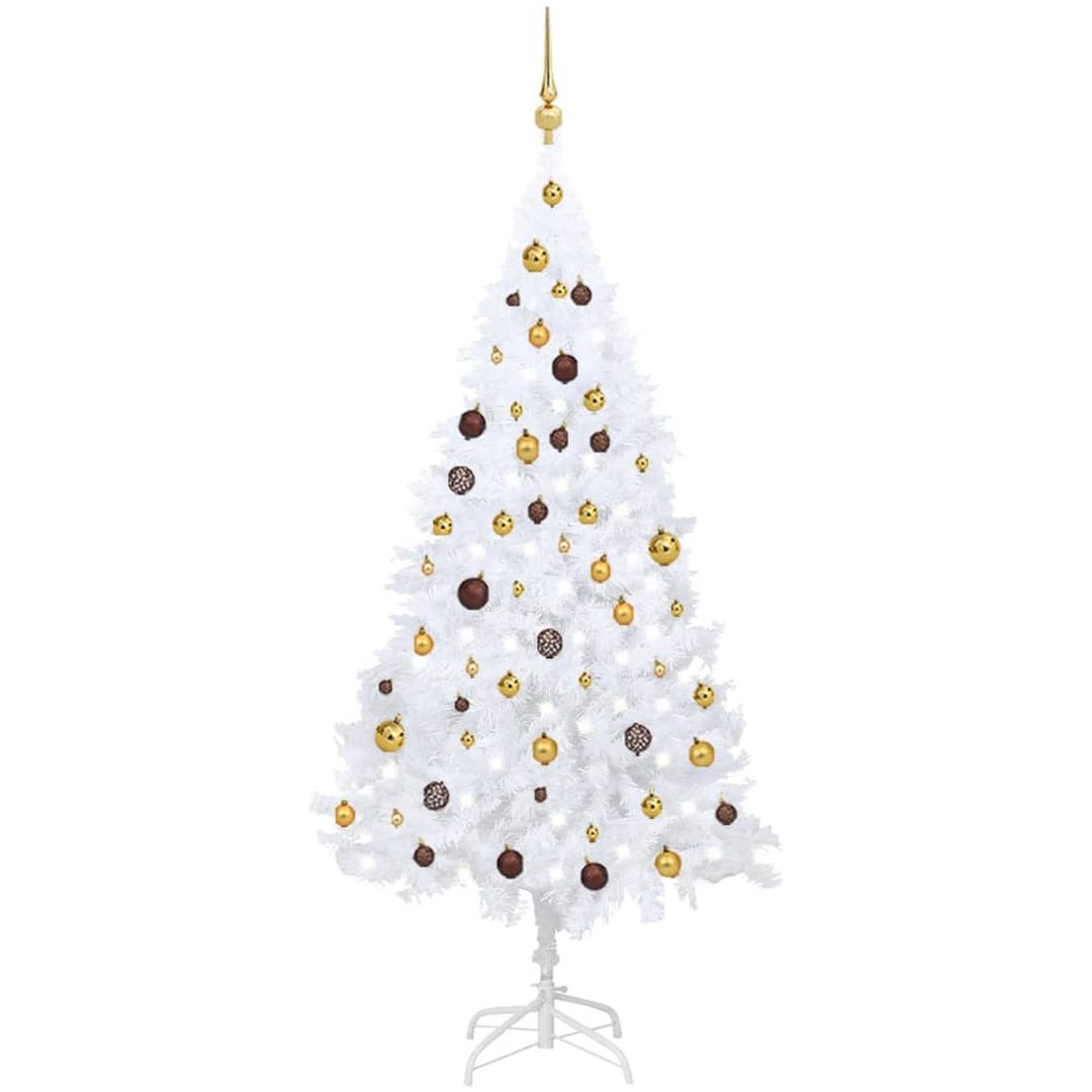 Belyst plastgran med kulor vit 180 cm PVC vidaXL 180 x 95 cm