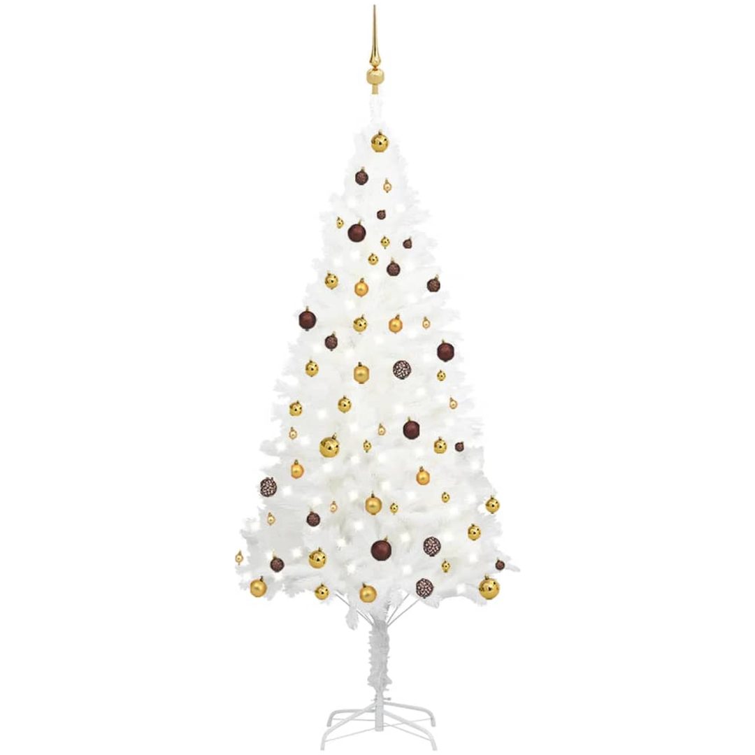 Belyst plastgran med kulor vit 210 cm vidaXL 210 x 105 cm