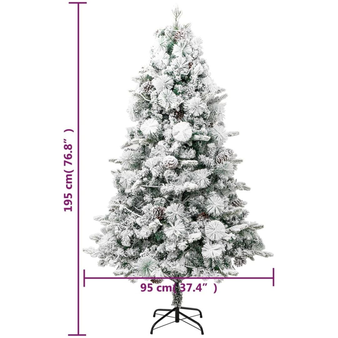 Belyst plastgran med snö och kottar 195 cm PVC&PE vidaXL 195 x 95 cm – bild 11