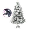 Belyst plastgran med snö och kottar 195 cm PVC&PE vidaXL 195 x 95 cm – miniatyr 3