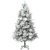 Belyst plastgran med snö och kottar 195 cm PVC&PE vidaXL 195 x 95 cm – miniatyr 4
