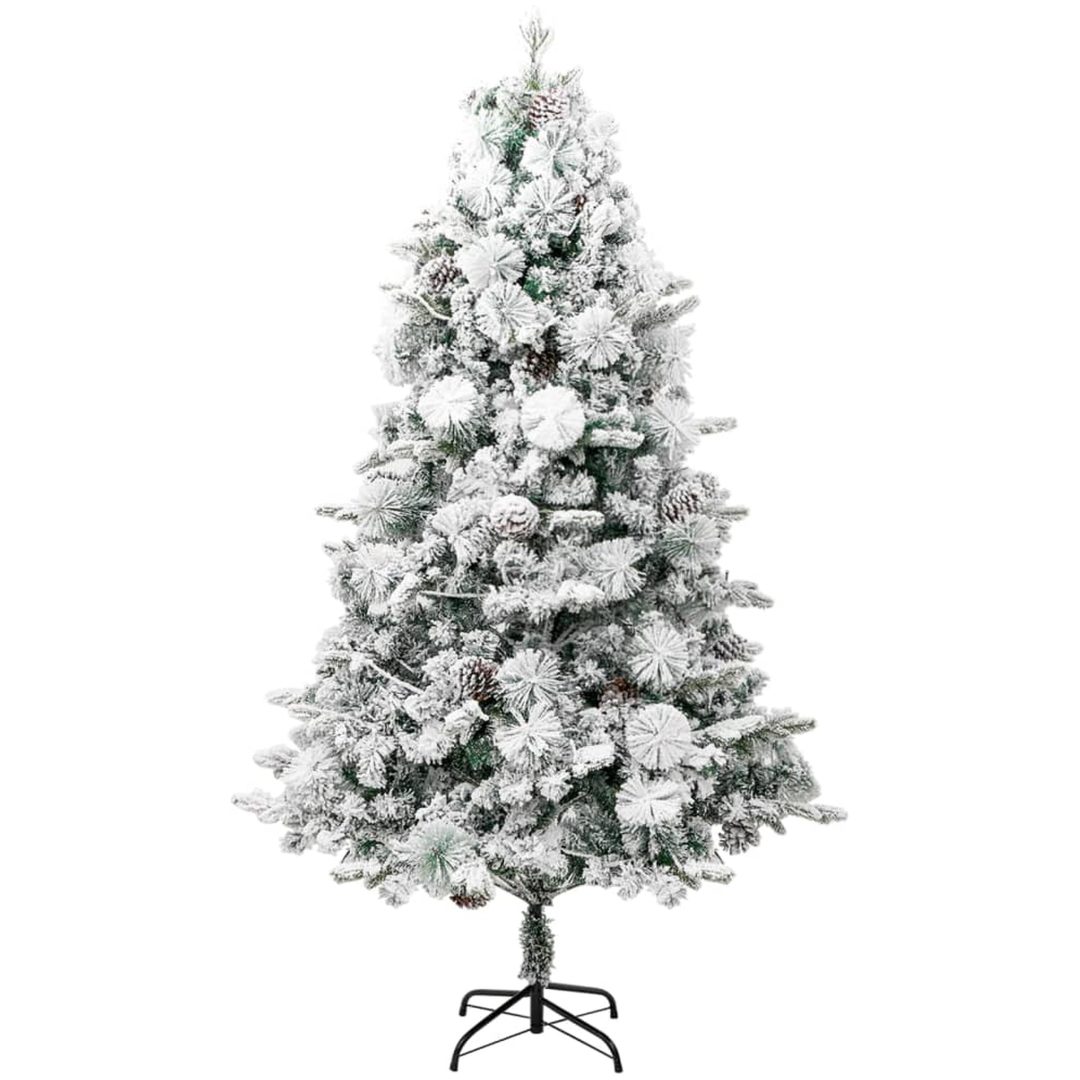 Belyst plastgran med snö och kottar 195 cm PVC&PE vidaXL 195 x 95 cm – bild 4