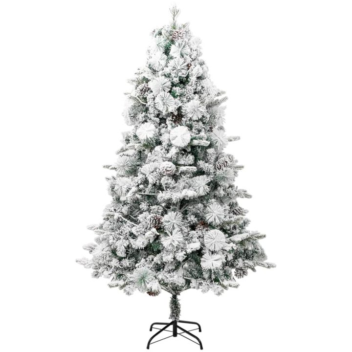 Belyst plastgran med snö och kottar 195 cm PVC&PE vidaXL 195 x 95 cm – bild 4