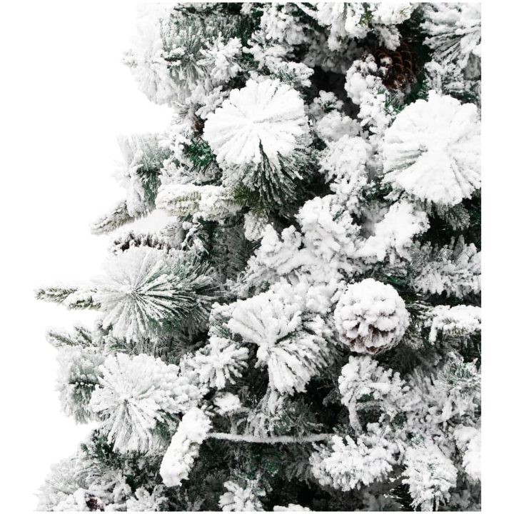 Belyst plastgran med snö och kottar 195 cm PVC&PE vidaXL 195 x 95 cm – bild 9