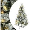Belyst plastgran med snö och kottar 195 cm PVC&PE vidaXL 195 x 95 cm – miniatyr 1