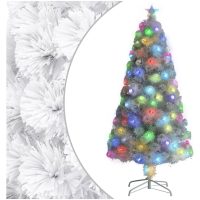 Belyst plastgran vit 120 cm fiberoptik vidaXL