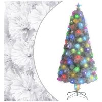 Belyst plastgran vit 150 cm fiberoptik vidaXL