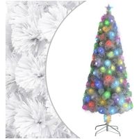 Belyst plastgran vit 210 cm fiberoptik vidaXL