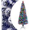 Belyst plastgran vit&blå 210 cm fiberoptik vidaXL 210 x 90 cm – miniatyr 1
