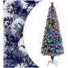 Belyst plastgran vit&blå 240 cm fiberoptik vidaXL 240 x 105 cm – miniatyr 1