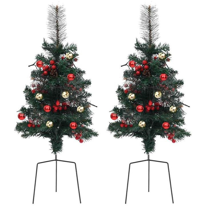 Belysta julgranar 2 st PVC vidaXL 76 cm – bild 3