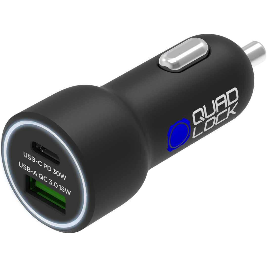 Billaddare 48W Dual USB-C PD + USB-A QC3.0 Quad Lock 12V-uttag för bil