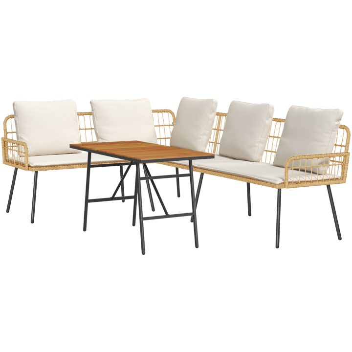 Bistro-set med dynor 2 delar natur konstrotting vidaXL Medium – bild 2