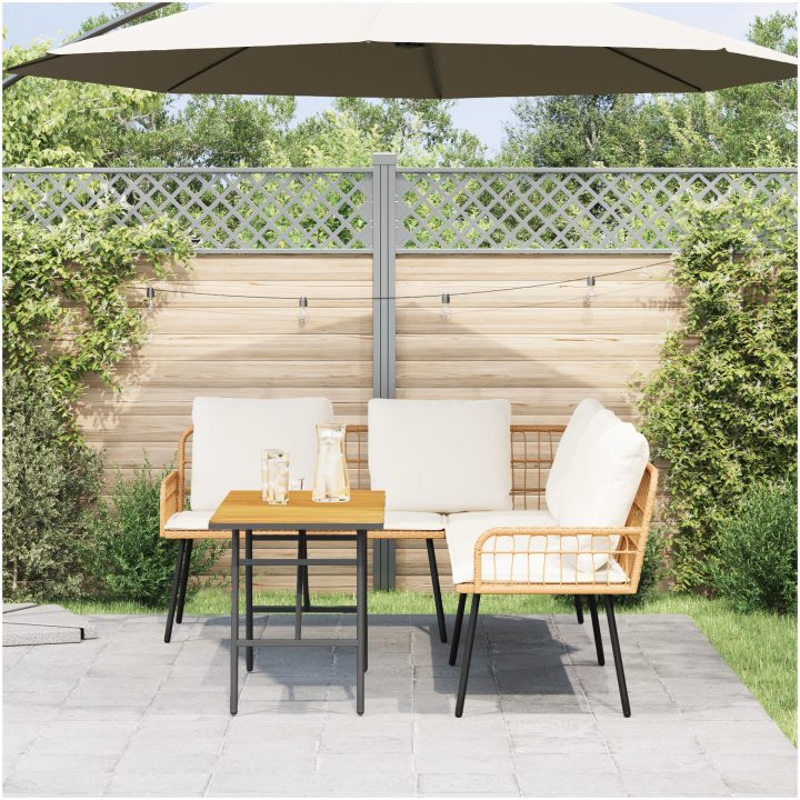 Bistro-set med dynor 2 delar natur konstrotting vidaXL Medium – bild 4