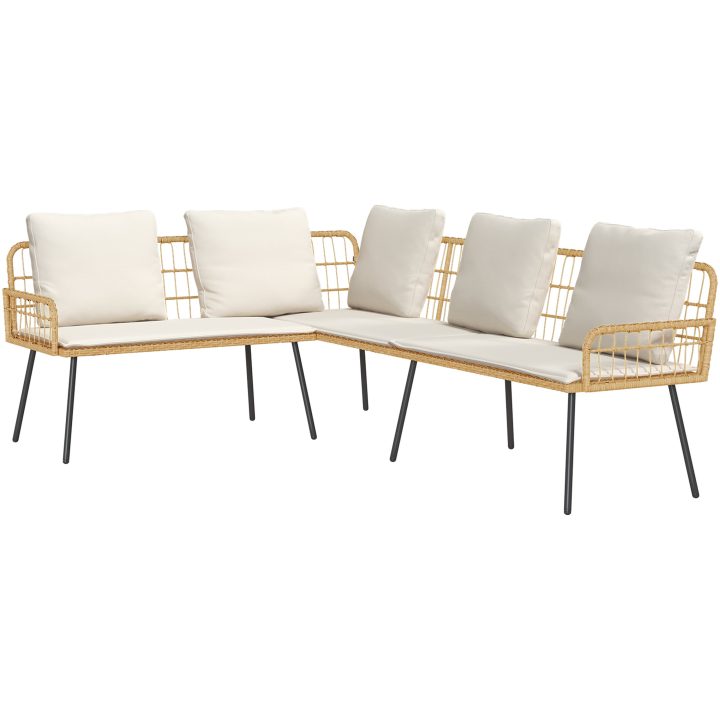 Bistro-set med dynor 2 delar natur konstrotting vidaXL Medium – bild 6
