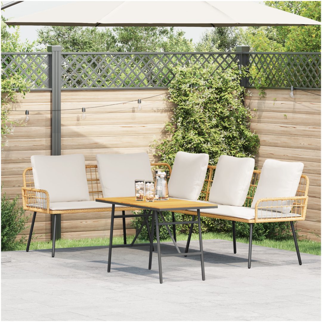 Bistro-set med dynor 2 delar natur konstrotting vidaXL Medium