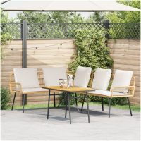 Bistro-set med dynor 2 delar natur konstrotting vidaXL