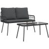 Bistro-set med dynor 2 delar svart konstrotting vidaXL 90 x 45 x 43 cm, 106 x 51 x 90 cm – miniatyr 2