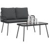 Bistro-set med dynor 2 delar svart konstrotting vidaXL 90 x 45 x 43 cm, 106 x 51 x 90 cm – miniatyr 3