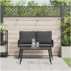 Bistro-set med dynor 2 delar svart konstrotting vidaXL 90 x 45 x 43 cm, 106 x 51 x 90 cm – miniatyr 4