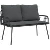 Bistro-set med dynor 2 delar svart konstrotting vidaXL 90 x 45 x 43 cm, 106 x 51 x 90 cm – miniatyr 5
