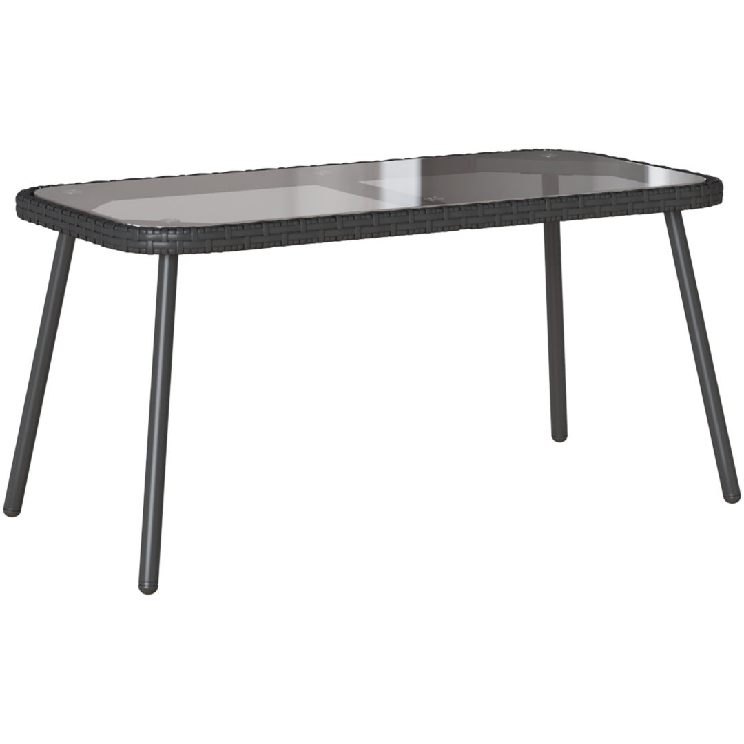 Bistro-set med dynor 2 delar svart konstrotting vidaXL 90 x 45 x 43 cm, 106 x 51 x 90 cm – bild 6