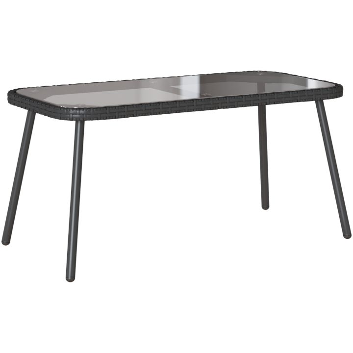 Bistro-set med dynor 2 delar svart konstrotting vidaXL 90 x 45 x 43 cm, 106 x 51 x 90 cm – bild 6
