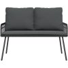 Bistro-set med dynor 2 delar svart konstrotting vidaXL 90 x 45 x 43 cm, 106 x 51 x 90 cm – miniatyr 7