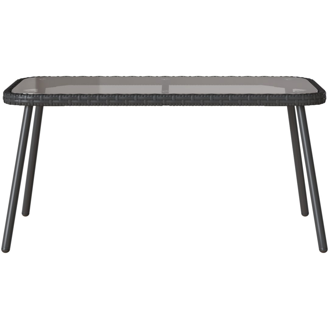 Bistro-set med dynor 2 delar svart konstrotting vidaXL 90 x 45 x 43 cm, 106 x 51 x 90 cm – bild 8