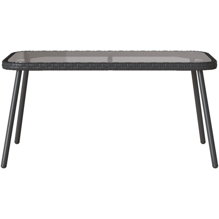 Bistro-set med dynor 2 delar svart konstrotting vidaXL 90 x 45 x 43 cm, 106 x 51 x 90 cm – bild 8