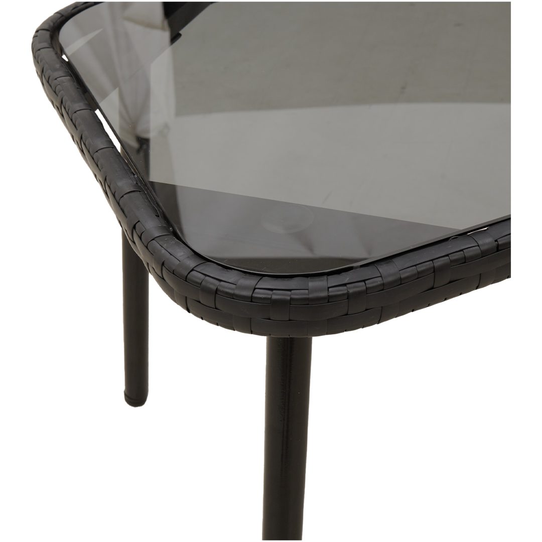 Bistro-set med dynor 2 delar svart konstrotting vidaXL 90 x 45 x 43 cm, 106 x 51 x 90 cm – bild 10