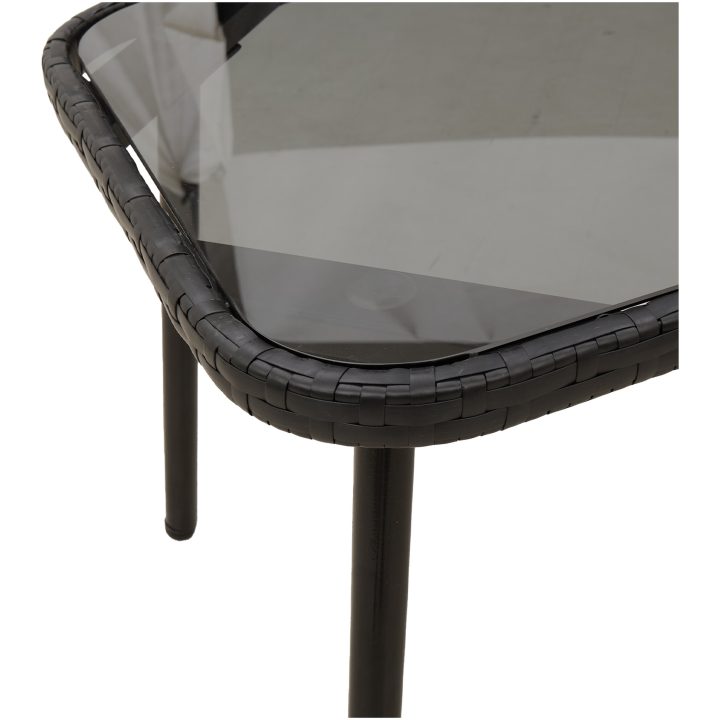 Bistro-set med dynor 2 delar svart konstrotting vidaXL 90 x 45 x 43 cm, 106 x 51 x 90 cm – bild 10