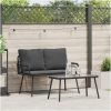Bistro-set med dynor 2 delar svart konstrotting vidaXL 90 x 45 x 43 cm, 106 x 51 x 90 cm – miniatyr 1
