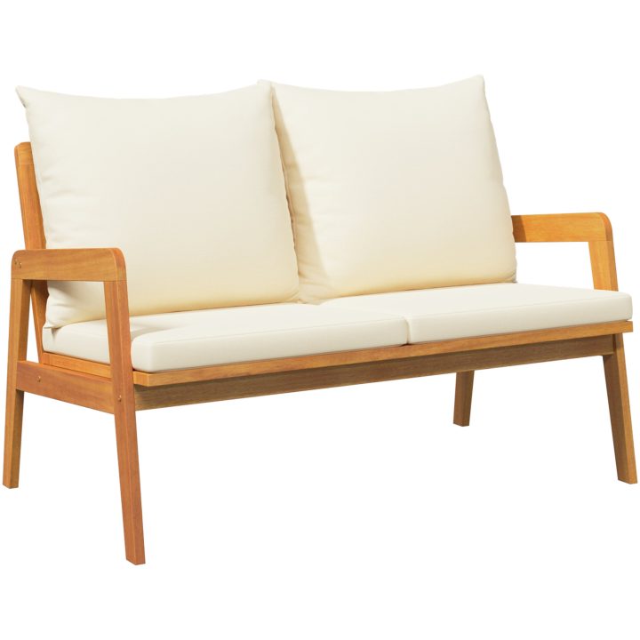 Bistro-set med dynor 3 delar massivt akaciaträ vidaXL 90 x 45 x 40 cm, 115 x 65 x 71 cm – bild 5