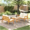 Bistro-set med dynor 3 delar massivt akaciaträ vidaXL 90 x 45 x 40 cm, 115 x 65 x 71 cm – miniatyr 1