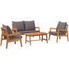 Bistro-set med dynor 4 delar massivt akaciaträ vidaXL 114,5 x 70,5 x 71 cm, 75 x 45 x 38 cm, 65 x 59,5 x 7 – miniatyr 2