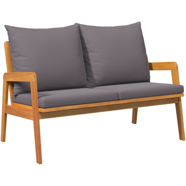 Bistro-set med dynor 4 delar massivt akaciaträ vidaXL 114,5 x 70,5 x 71 cm, 75 x 45 x 38 cm, 65 x 59,5 x 7 – bild 7