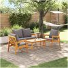 Bistro-set med dynor 4 delar massivt akaciaträ vidaXL 114,5 x 70,5 x 71 cm, 75 x 45 x 38 cm, 65 x 59,5 x 7 – miniatyr 1