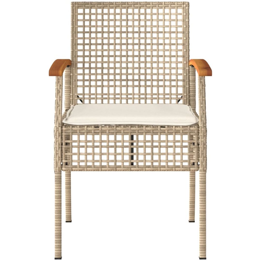 Bistrogrupp 3 delar med dynor beige konstrotting akaciaträ vidaXL – bild 4