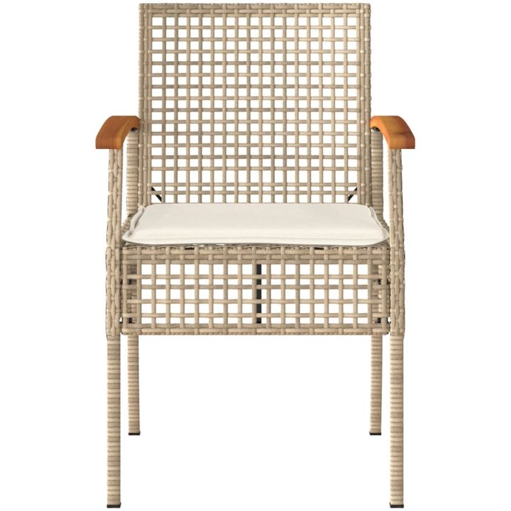 Bistrogrupp 3 delar med dynor beige konstrotting akaciaträ vidaXL – bild 4
