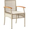Bistrogrupp 3 delar med dynor beige konstrotting akaciaträ vidaXL – miniatyr 5