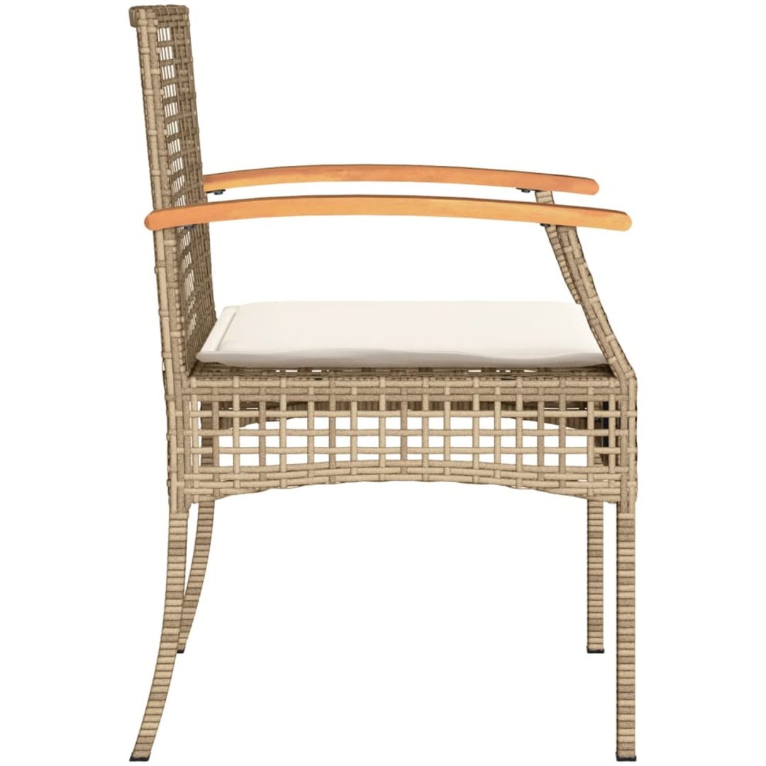 Bistrogrupp 3 delar med dynor beige konstrotting akaciaträ vidaXL – bild 6
