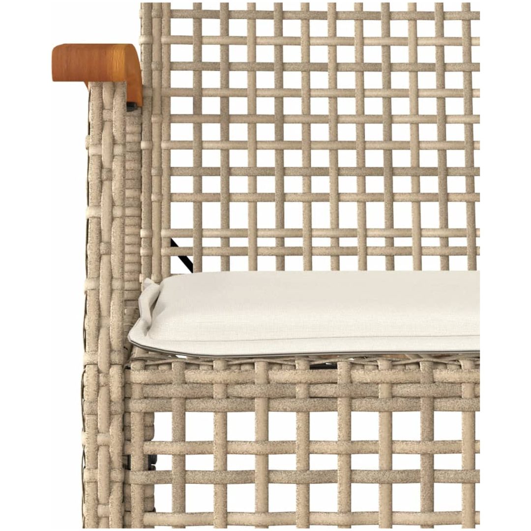 Bistrogrupp 3 delar med dynor beige konstrotting akaciaträ vidaXL – bild 8