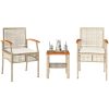 Bistrogrupp 3 delar med dynor beige konstrotting akaciaträ vidaXL – miniatyr 1