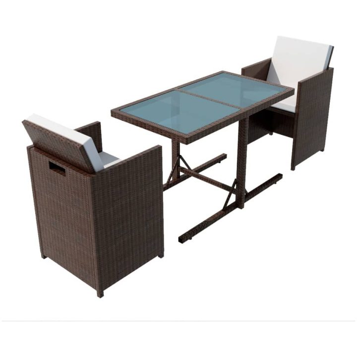 Bistrogrupp 3 delar med dynor konstrotting brun vidaXL – bild 2