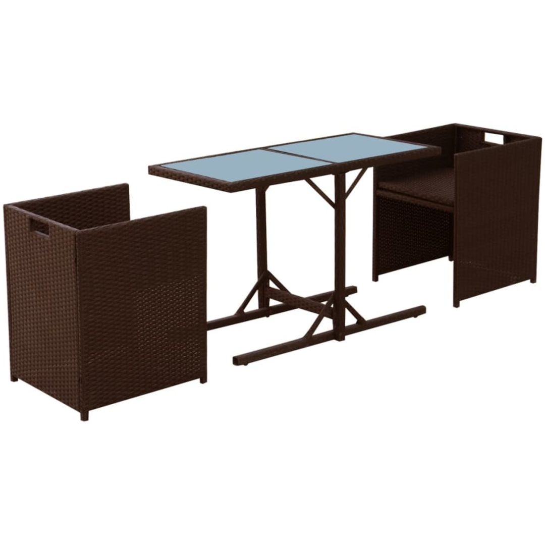 Bistrogrupp 3 delar med dynor konstrotting brun vidaXL – bild 4