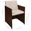 Bistrogrupp 3 delar med dynor konstrotting brun vidaXL – miniatyr 10