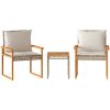 Bistrogrupp 3 delar med dynor mixbeige konstrotting akaciaträ vidaXL – miniatyr 2
