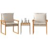 Bistrogrupp 3 delar med dynor mixbeige konstrotting akaciaträ vidaXL – miniatyr 1